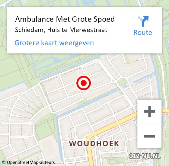 Locatie op kaart van de 112 melding: Ambulance Met Grote Spoed Naar Schiedam, Huis te Merwestraat op 23 januari 2023 22:33