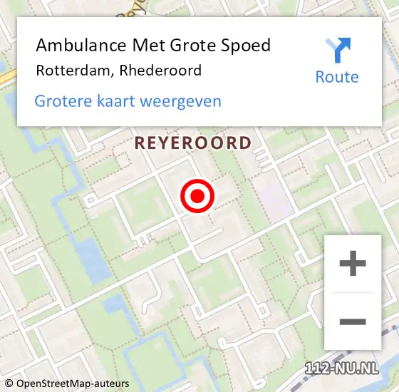 Locatie op kaart van de 112 melding: Ambulance Met Grote Spoed Naar Rotterdam, Rhederoord op 23 januari 2023 22:42