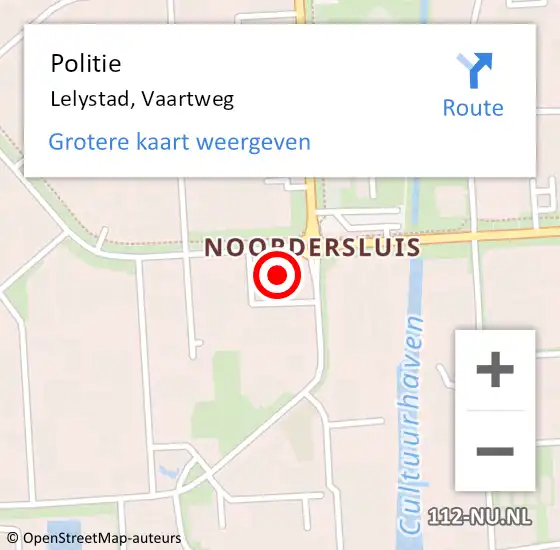 Locatie op kaart van de 112 melding: Politie Lelystad, Vaartweg op 24 januari 2023 03:05