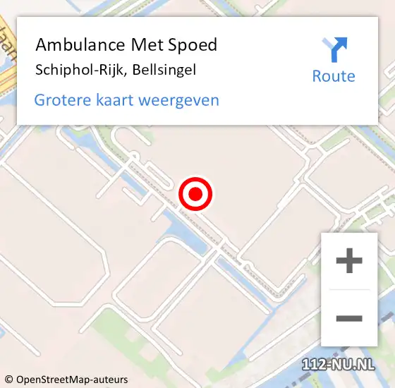 Locatie op kaart van de 112 melding: Ambulance Met Spoed Naar Schiphol-Rijk, Bellsingel op 24 januari 2023 07:55