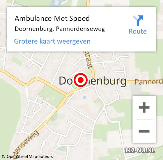 Locatie op kaart van de 112 melding: Ambulance Met Spoed Naar Doornenburg, Pannerdenseweg op 24 januari 2023 08:36