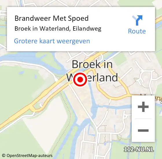 Locatie op kaart van de 112 melding: Brandweer Met Spoed Naar Broek in Waterland, Eilandweg op 24 januari 2023 09:18