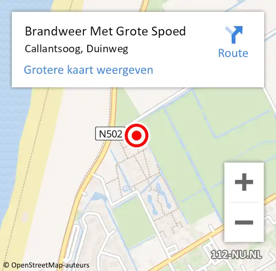 Locatie op kaart van de 112 melding: Brandweer Met Grote Spoed Naar Callantsoog, Duinweg op 24 januari 2023 11:21