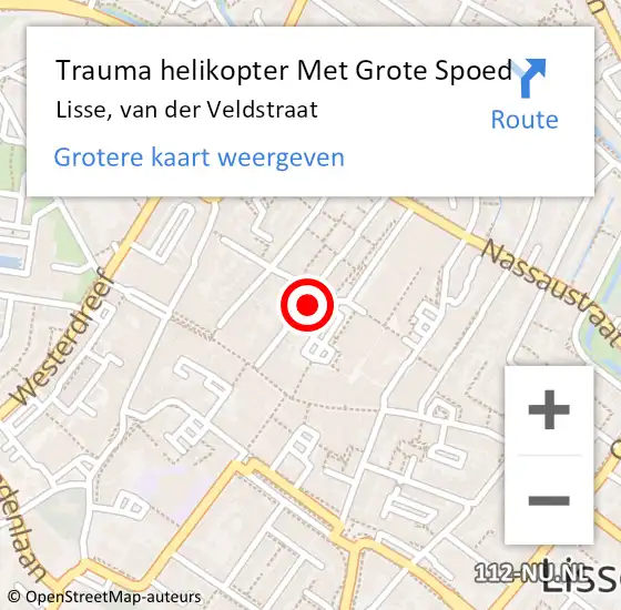 Locatie op kaart van de 112 melding: Trauma helikopter Met Grote Spoed Naar Lisse, van der Veldstraat op 24 januari 2023 14:08