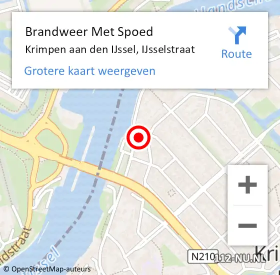 Locatie op kaart van de 112 melding: Brandweer Met Spoed Naar Krimpen aan den IJssel, IJsselstraat op 24 januari 2023 14:11