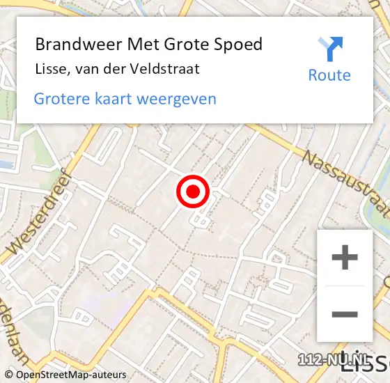 Locatie op kaart van de 112 melding: Brandweer Met Grote Spoed Naar Lisse, van der Veldstraat op 24 januari 2023 14:14