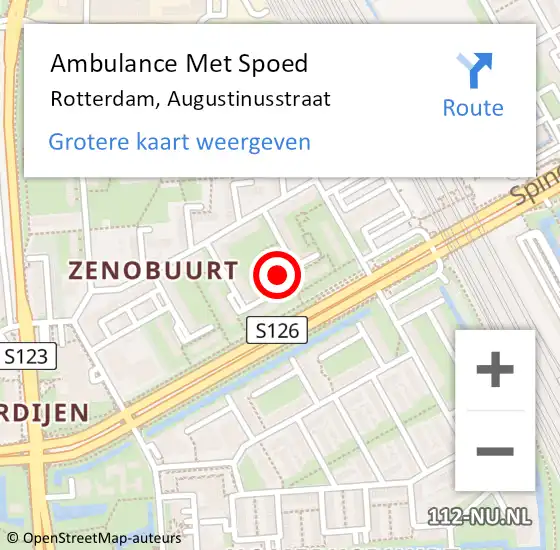 Locatie op kaart van de 112 melding: Ambulance Met Spoed Naar Rotterdam, Augustinusstraat op 24 januari 2023 14:15