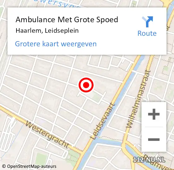 Locatie op kaart van de 112 melding: Ambulance Met Grote Spoed Naar Haarlem, Leidseplein op 24 januari 2023 18:33