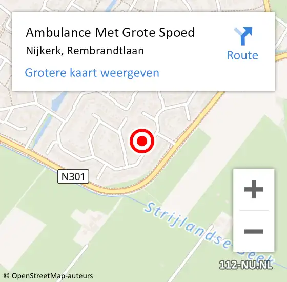 Locatie op kaart van de 112 melding: Ambulance Met Grote Spoed Naar Nijkerk, Rembrandtlaan op 25 januari 2023 03:33