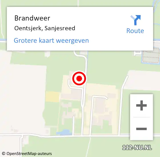 Locatie op kaart van de 112 melding: Brandweer Oentsjerk, Sanjesreed op 25 januari 2023 07:41