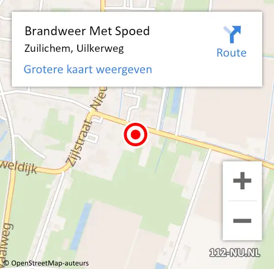 Locatie op kaart van de 112 melding: Brandweer Met Spoed Naar Zuilichem, Uilkerweg op 25 januari 2023 08:12