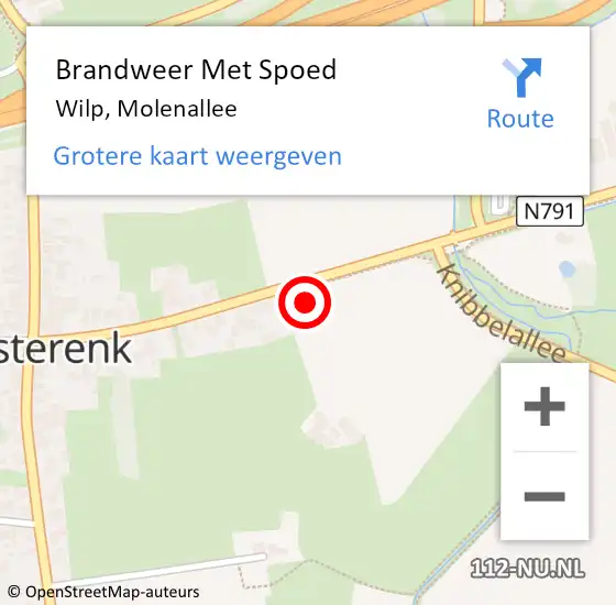 Locatie op kaart van de 112 melding: Brandweer Met Spoed Naar Wilp, Molenallee op 25 januari 2023 08:41