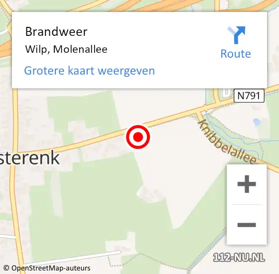 Locatie op kaart van de 112 melding: Brandweer Wilp, Molenallee op 25 januari 2023 08:45