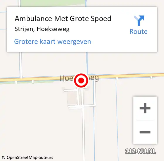 Locatie op kaart van de 112 melding: Ambulance Met Grote Spoed Naar Strijen, Hoekseweg op 25 januari 2023 10:17