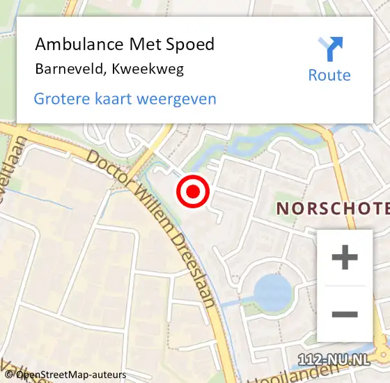 Locatie op kaart van de 112 melding: Ambulance Met Spoed Naar Barneveld, Kweekweg op 25 januari 2023 11:04