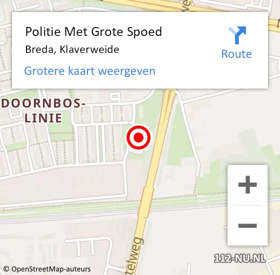 Locatie op kaart van de 112 melding: Politie Met Grote Spoed Naar Breda, Klaverweide op 25 januari 2023 11:46