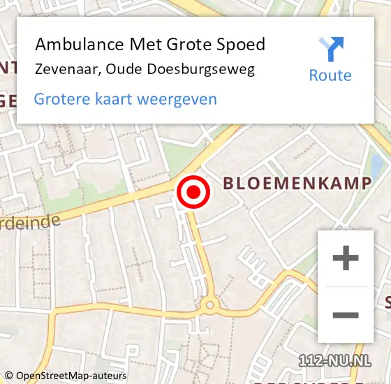 Locatie op kaart van de 112 melding: Ambulance Met Grote Spoed Naar Zevenaar, Oude Doesburgseweg op 25 januari 2023 13:25