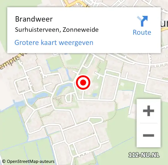 Locatie op kaart van de 112 melding: Brandweer Surhuisterveen, Zonneweide op 25 januari 2023 14:32