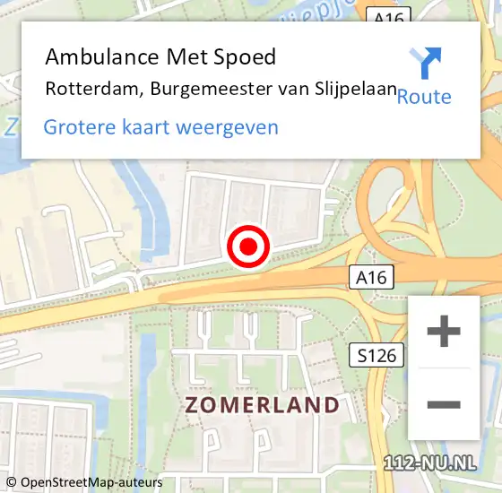 Locatie op kaart van de 112 melding: Ambulance Met Spoed Naar Rotterdam, Burgemeester van Slijpelaan op 25 januari 2023 14:39