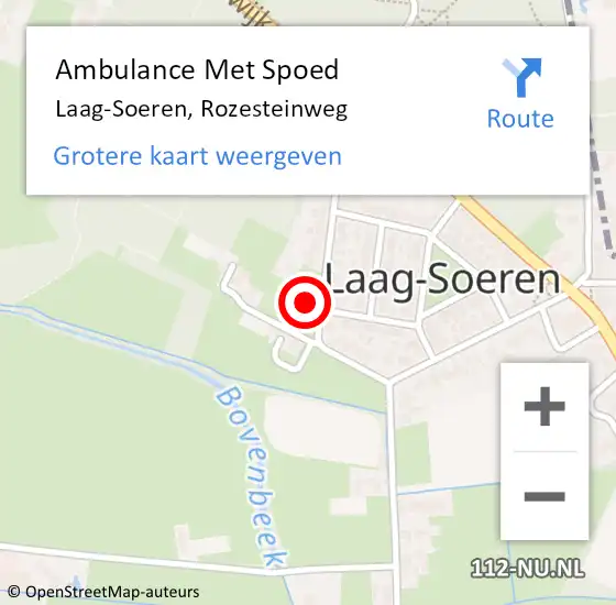 Locatie op kaart van de 112 melding: Ambulance Met Spoed Naar Laag-Soeren, Rozesteinweg op 25 januari 2023 17:26