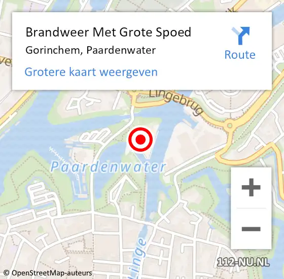 Locatie op kaart van de 112 melding: Brandweer Met Grote Spoed Naar Gorinchem, Paardenwater op 25 januari 2023 18:18