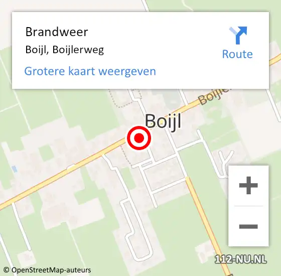 Locatie op kaart van de 112 melding: Brandweer Boijl, Boijlerweg op 25 januari 2023 18:34
