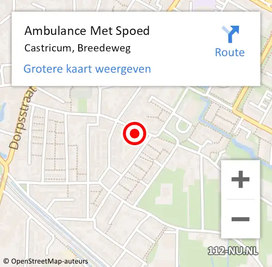 Locatie op kaart van de 112 melding: Ambulance Met Spoed Naar Castricum, Breedeweg op 25 januari 2023 18:43