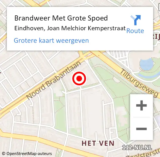 Locatie op kaart van de 112 melding: Brandweer Met Grote Spoed Naar Eindhoven, Joan Melchior Kemperstraat op 25 januari 2023 18:44