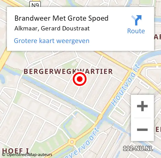 Locatie op kaart van de 112 melding: Brandweer Met Grote Spoed Naar Alkmaar, Gerard Doustraat op 25 januari 2023 18:56