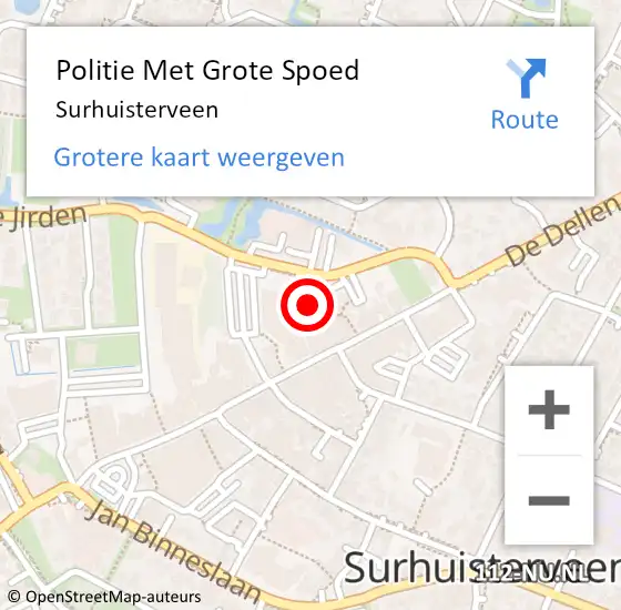 Locatie op kaart van de 112 melding: Politie Met Grote Spoed Naar Surhuisterveen op 25 januari 2023 21:13