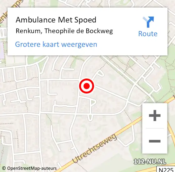 Locatie op kaart van de 112 melding: Ambulance Met Spoed Naar Renkum, Theophile de Bockweg op 26 januari 2023 04:08