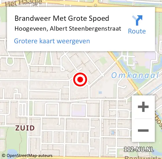 Locatie op kaart van de 112 melding: Brandweer Met Grote Spoed Naar Hoogeveen, Albert Steenbergenstraat op 26 januari 2023 04:41