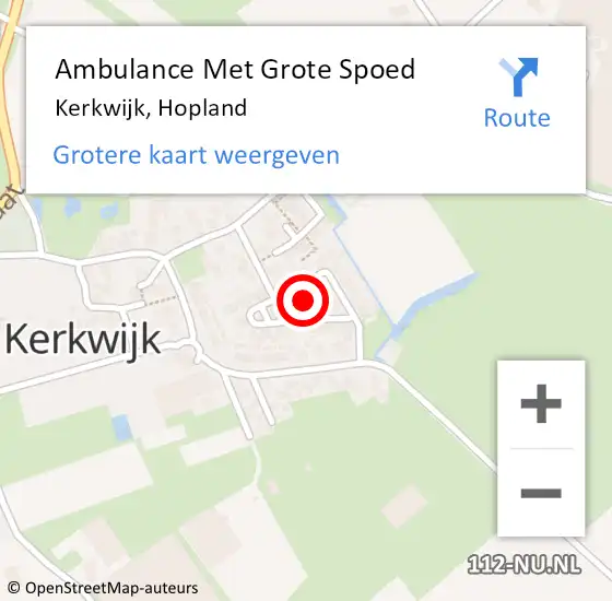 Locatie op kaart van de 112 melding: Ambulance Met Grote Spoed Naar Kerkwijk, Hopland op 26 januari 2023 09:07