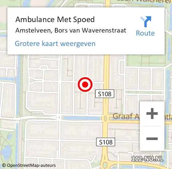 Locatie op kaart van de 112 melding: Ambulance Met Spoed Naar Amstelveen, Bors van Waverenstraat op 26 januari 2023 09:09