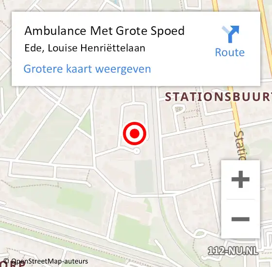 Locatie op kaart van de 112 melding: Ambulance Met Grote Spoed Naar Ede, Louise Henriëttelaan op 26 januari 2023 09:29