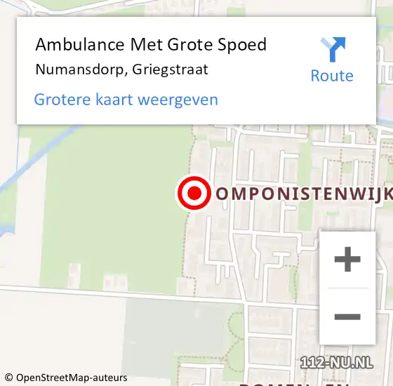 Locatie op kaart van de 112 melding: Ambulance Met Grote Spoed Naar Numansdorp, Griegstraat op 26 januari 2023 11:53