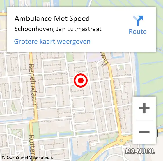 Locatie op kaart van de 112 melding: Ambulance Met Spoed Naar Schoonhoven, Jan Lutmastraat op 26 januari 2023 14:54