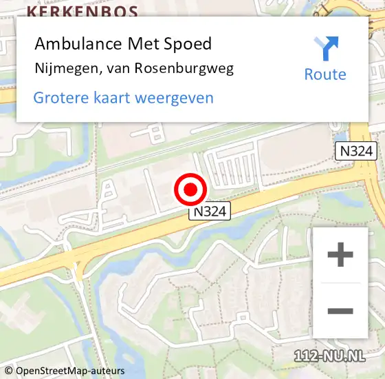 Locatie op kaart van de 112 melding: Ambulance Met Spoed Naar Nijmegen, van Rosenburgweg op 26 januari 2023 15:49