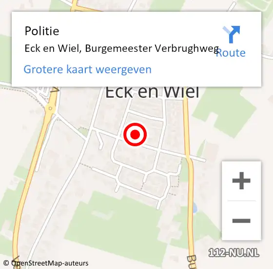 Locatie op kaart van de 112 melding: Politie Eck en Wiel, Burgemeester Verbrughweg op 26 januari 2023 19:49