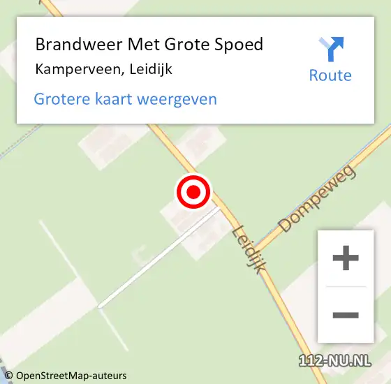 Locatie op kaart van de 112 melding: Brandweer Met Grote Spoed Naar Kamperveen, Leidijk op 26 januari 2023 22:17