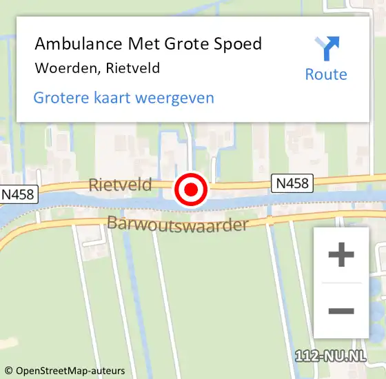 Locatie op kaart van de 112 melding: Ambulance Met Grote Spoed Naar Woerden, Rietveld op 27 januari 2023 02:35