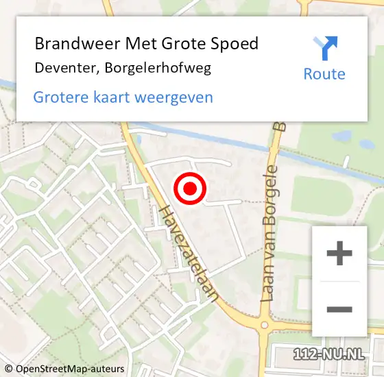 Locatie op kaart van de 112 melding: Brandweer Met Grote Spoed Naar Deventer, Borgelerhofweg op 27 januari 2023 03:50