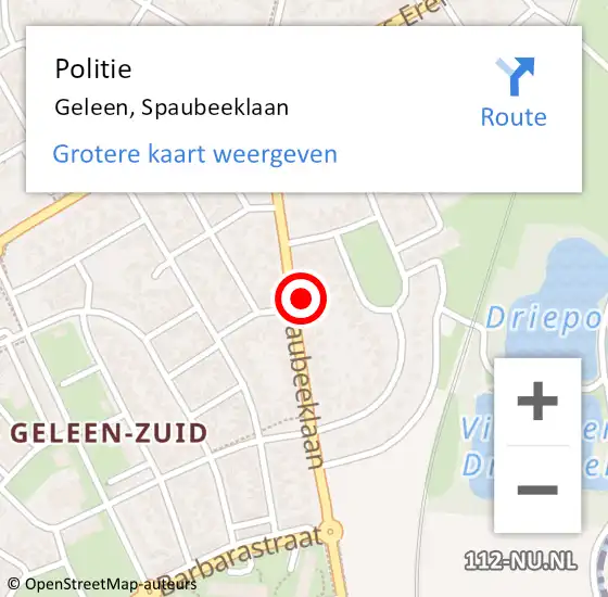 Locatie op kaart van de 112 melding: Politie Geleen, Spaubeeklaan op 27 januari 2023 07:20
