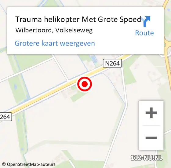Locatie op kaart van de 112 melding: Trauma helikopter Met Grote Spoed Naar Wilbertoord, Volkelseweg op 27 januari 2023 07:43