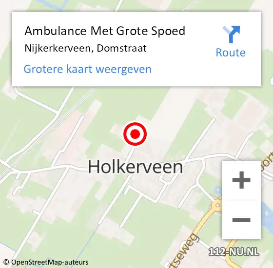 Locatie op kaart van de 112 melding: Ambulance Met Grote Spoed Naar Nijkerkerveen, Domstraat op 27 januari 2023 09:23