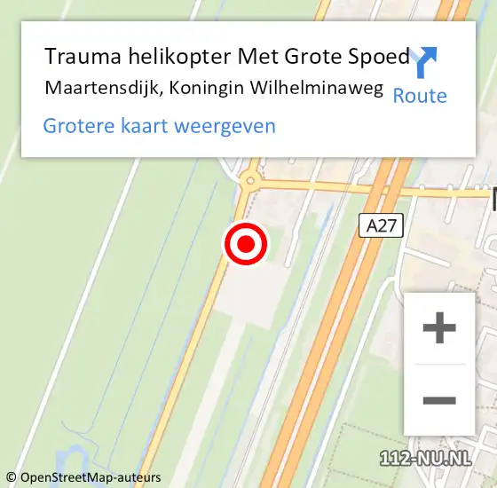 Locatie op kaart van de 112 melding: Trauma helikopter Met Grote Spoed Naar Maartensdijk, Koningin Wilhelminaweg op 27 januari 2023 09:49