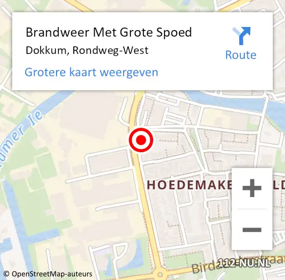Locatie op kaart van de 112 melding: Brandweer Met Grote Spoed Naar Dokkum, Rondweg-West op 27 januari 2023 11:53