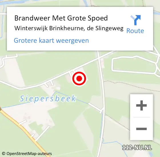 Locatie op kaart van de 112 melding: Brandweer Met Grote Spoed Naar Winterswijk Brinkheurne, de Slingeweg op 27 januari 2023 11:54