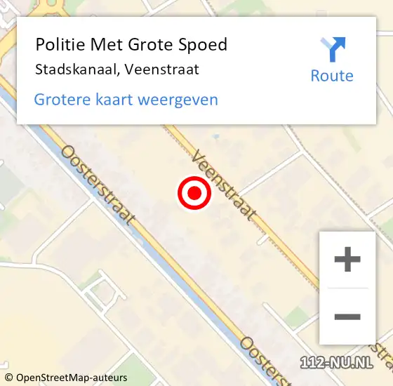 Locatie op kaart van de 112 melding: Politie Met Grote Spoed Naar Stadskanaal, Veenstraat op 27 januari 2023 13:42