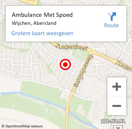 Locatie op kaart van de 112 melding: Ambulance Met Spoed Naar Wijchen, Abersland op 27 januari 2023 15:54